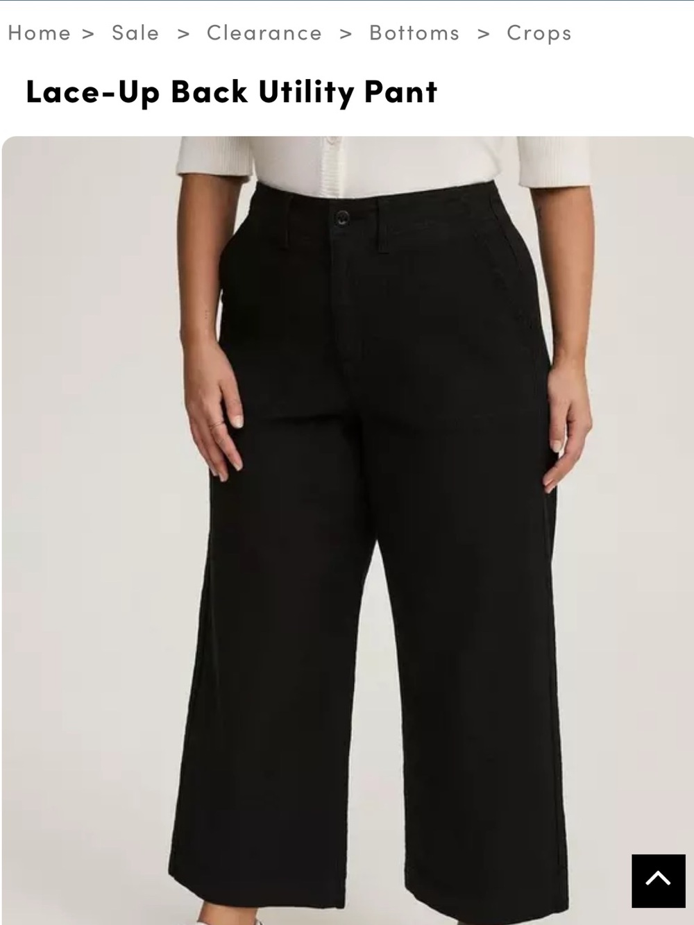 Torrid Black Wide-Leg Lace-Up Back Utility Crop Pants Size 18 - Picture 2 of 14